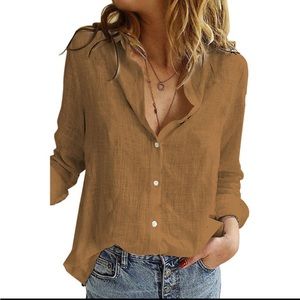 Brown Long sleeve basic shirt